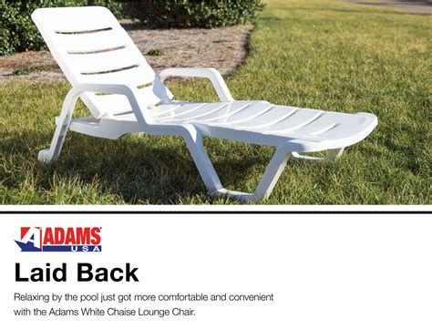 Adams Manufacturing Stackable White Plastic Frame Stationary Chaise Lounge Chair(s) with Slat ...