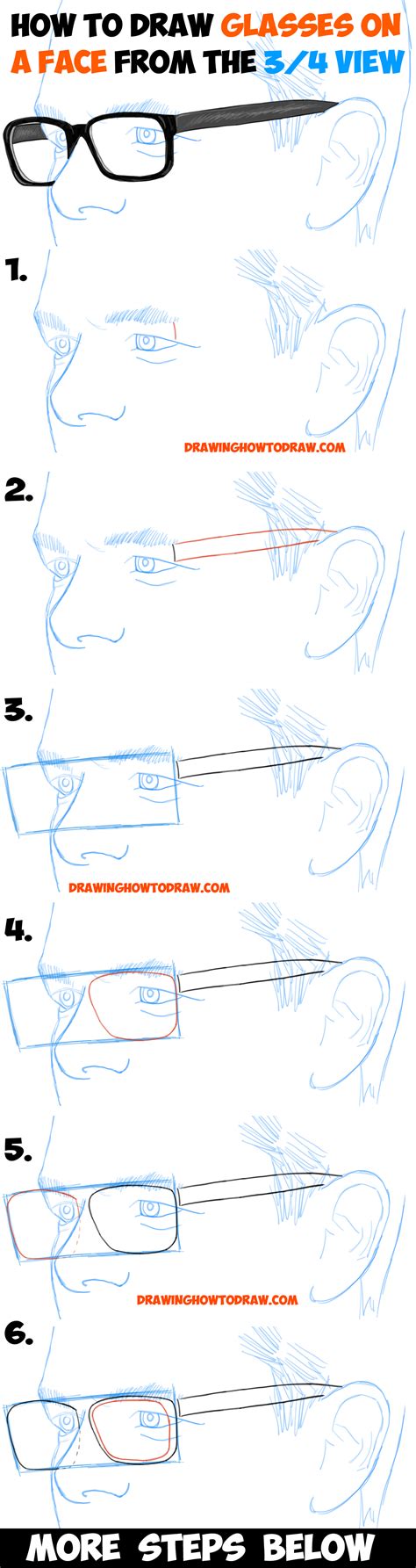 How to Draw Glasses on a Person’s Face from All Angles (Side Profile, Front, and Side Views ...