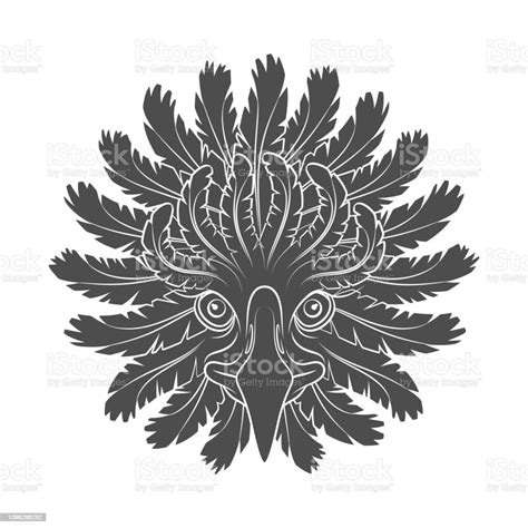 Abstract Black And White Illustration With Eagle Head And Feathers ...