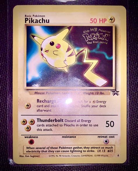 Mavin | 1999 Kids WB Presents Pokemon The First Movie Pikachu Movie Promo Card 4 Mint