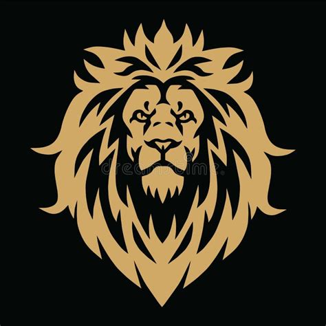 Gold Lion Head Golden Logo Mascot Vector Illustration Design Stock Vector - Illustration of ...