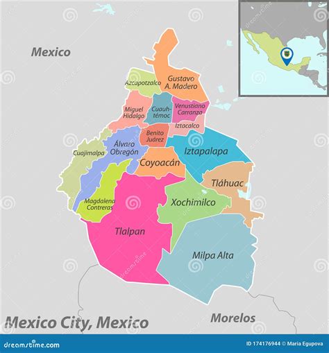 Map of Mexico City, Mexico stock vector. Illustration of flag - 174176944