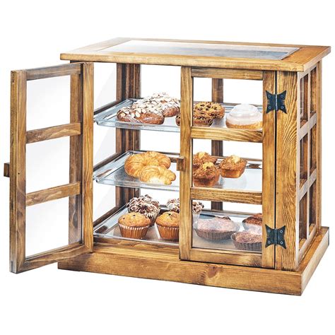 Cal-Mil 3621-99 3 Tier Pastry Display Case w/ Hinged Doors - Reclaimed Wood/Acrylic