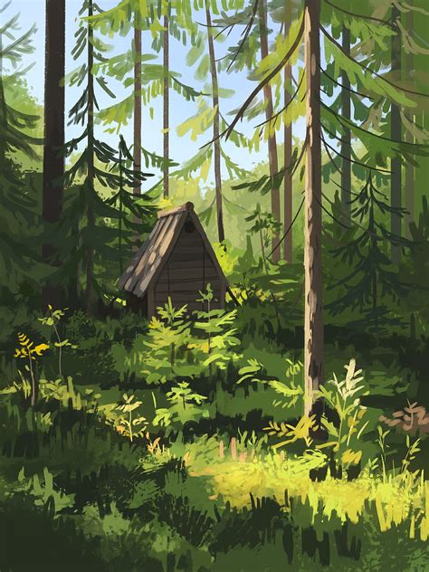 Art, Forest, Paint, Hut HD phone wallpaper | Pxfuel