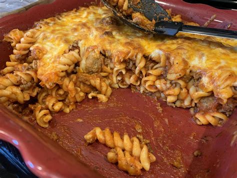 [Homemade] Baked Rotini With Meat Sauce, Meatballs, and Cheese : food