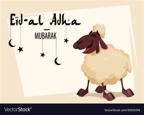 Eid al-adha mubarak funny cartoon ram Royalty Free Vector