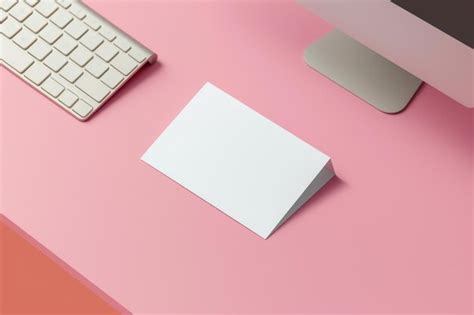 Premium Photo | Blank Business Card on Pink Desk