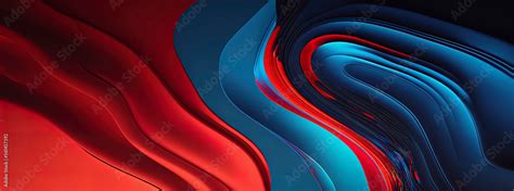 Panoramic red and blue abstract wave wallpaper, red and blue background ...