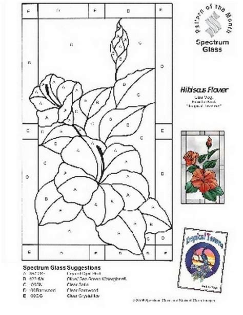 Free Stained Glass Pattern 2293-Hibiscus Flower-P2293