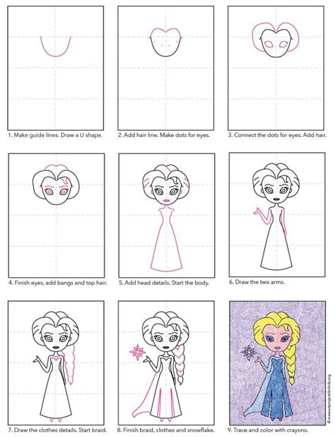 Easy How to Draw Elsa Tutorial and Elsa Coloring Page | How to draw ...