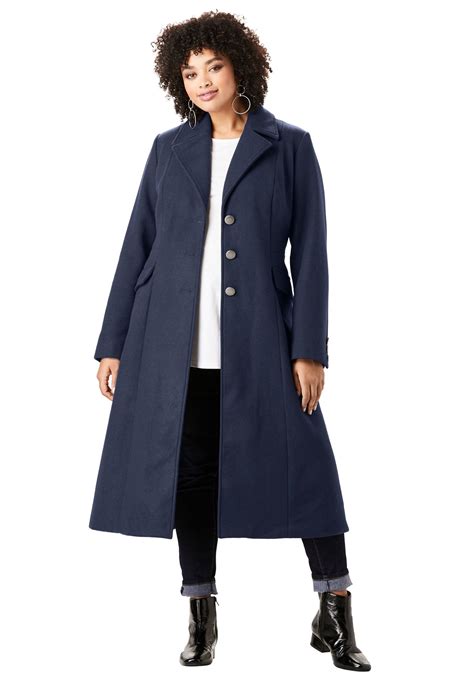 Roaman's - Roaman's Women's Plus Size Long Wool-Blend Coat Winter ...