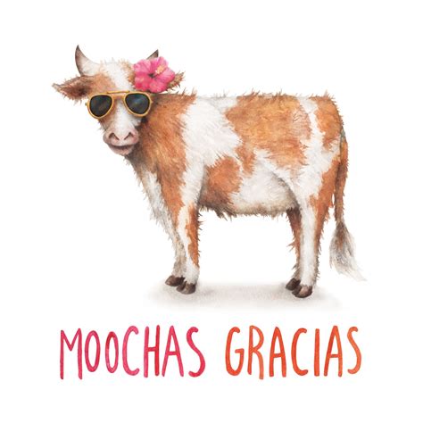 Funny Thank You Card Muchas Gracias Spanish Cow Thanks | Etsy