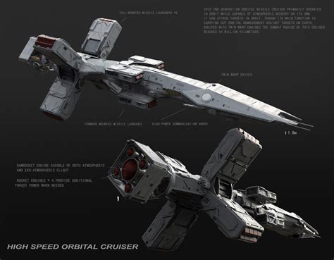 ArtStation - Orbital Missile Cruiser, Chao XIN | Space ship concept art ...