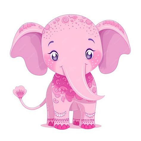 Premium AI Image | Pink cheerful elephant closeup on a white background ...