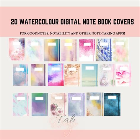 20 Watercolor Digital Notebook Covers Watercolor Art Goodnotes Cover ...