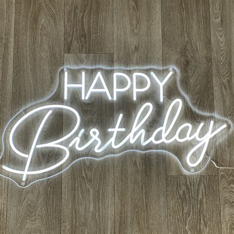 Happy Birthday Neon Sign - Cool White - The Pretty Prop Shop - Auckland Wedding and Event Hire