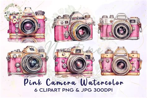 Pink Camera Watercolor Clipart Graphic by Nastine · Creative Fabrica