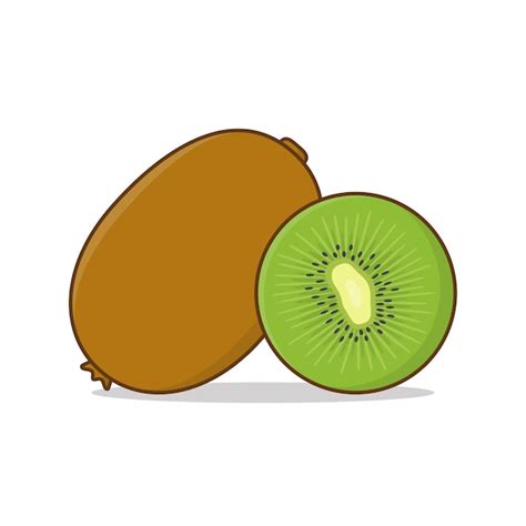 Premium Vector | Kiwi fruit and slices of kiwi icon illustration.