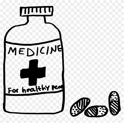 Pill Bottle Cliparts - Medicine Clip Art Black And White, HD Png ...