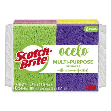 ocelo Scotch-Brite Multipurpose Sponges, 6 Scrubbing Sponges, Assorted ...