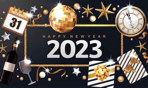 2023 Happy New Year's Eve Background, suitable for luxury party invitations. Layout with luxury ...