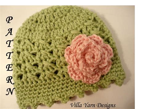 Crochet Baby Hat Pattern With Flower, Baby Girl, Newborn To 12 Months, Infant Hat #68 on Luulla