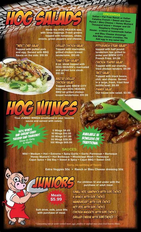 Online Menu of Hog Heaven, New Philadelphia, OH