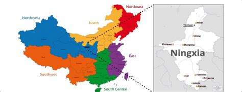 Location of Ningxia, and 9 counties. Ningxia is located in Northwest... | Download Scientific ...