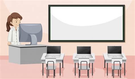 Interior del aula de laboratorio de comp... | Premium Vector #Freepik #vector #escuela # ...