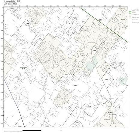 Amazon.com: ZIP Code Wall Map of Lansdale, PA ZIP Code Map Laminated ...