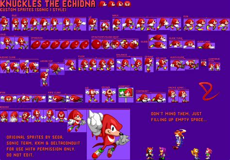 Custom / Edited - Sonic the Hedgehog Customs - Knuckles (Sonic 1-Style) - The Spriters Resource