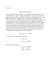 Ballistic Pendulum Lab Report - Kim Doan Ballistic Pendulum Lab Report In this experiment we ...