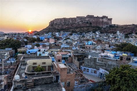 mehrangarh fort sunset Stock Photo | Adobe Stock