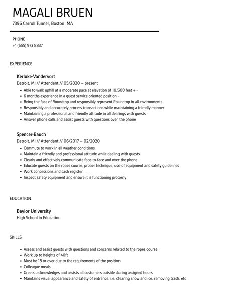 Attendant Resume Samples | Velvet Jobs