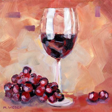 MERRILL WEBER ART: RED WINE, OIL PAINTING