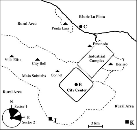 Map covering parts of La Plata City and surroundings. Measurement ...