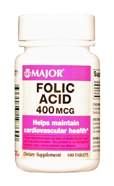 Major Folic Acid 400Mcg Tab Folic Acid-400 Mcg Tan 100 Tablets Upc ...