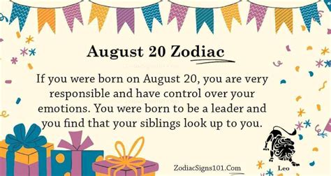 August 20 Zodiac is Leo, Birthdays and Horoscope - ZodiacSigns101