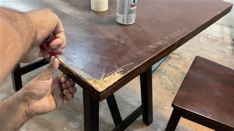 how to REPAIR particle board furniture restoration DIY - YouTube