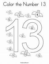 Color The Number 13 Coloring Page  Twisty Noodle sketch template