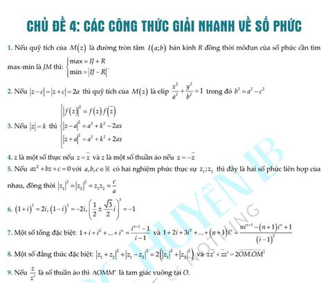 Tổng hợp công thức giải nhanh toán 12 [MIỄN PHÍ]