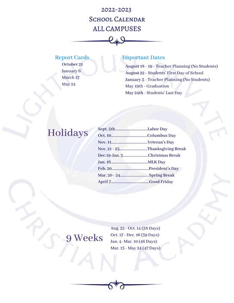 All Campuses Calendar Lighthouse Private Christian Academy