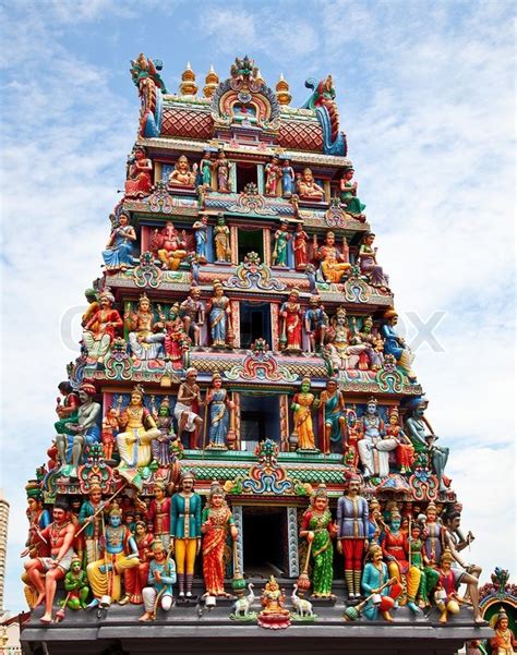 Details of the decorations on the roof of the Sri Mariamman Hindu temple, Singapore | Stock ...