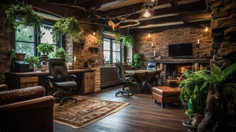 Premium Photo | Inspiring office interior design rustic style ...