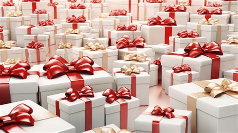 Premium AI Image | White gift boxes with red ribbon