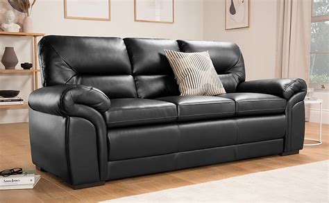 Bromley 3 Seater Sofa, Black Classic Faux Leather Only £599.99 ...