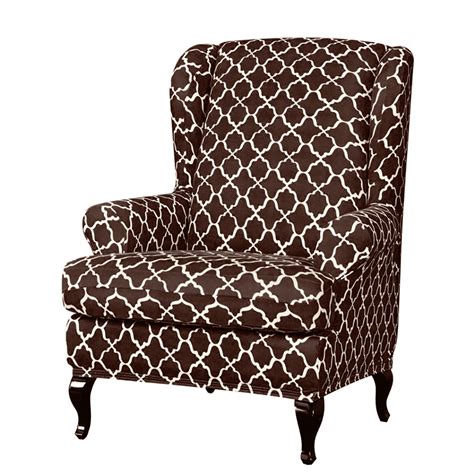 2Pcs Stretch Fabric Wing Chair Cover Slipcover Wingback Detachable Sofa Chair Detachable Covers ...