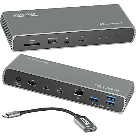 Plugable Thunderbolt 4 Dock with 100W Charging Thunderbolt Certified 3x Thunderbolt Ports TAA ...