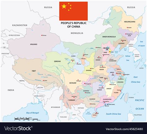 Color map of administrative divisions of china Vector Image