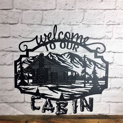 Laser Cut Cabin Sign Custom Metal Cabin Sign Welcome to | Etsy